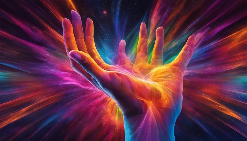 A Colourful Hand Experiencing Higher Vibrations