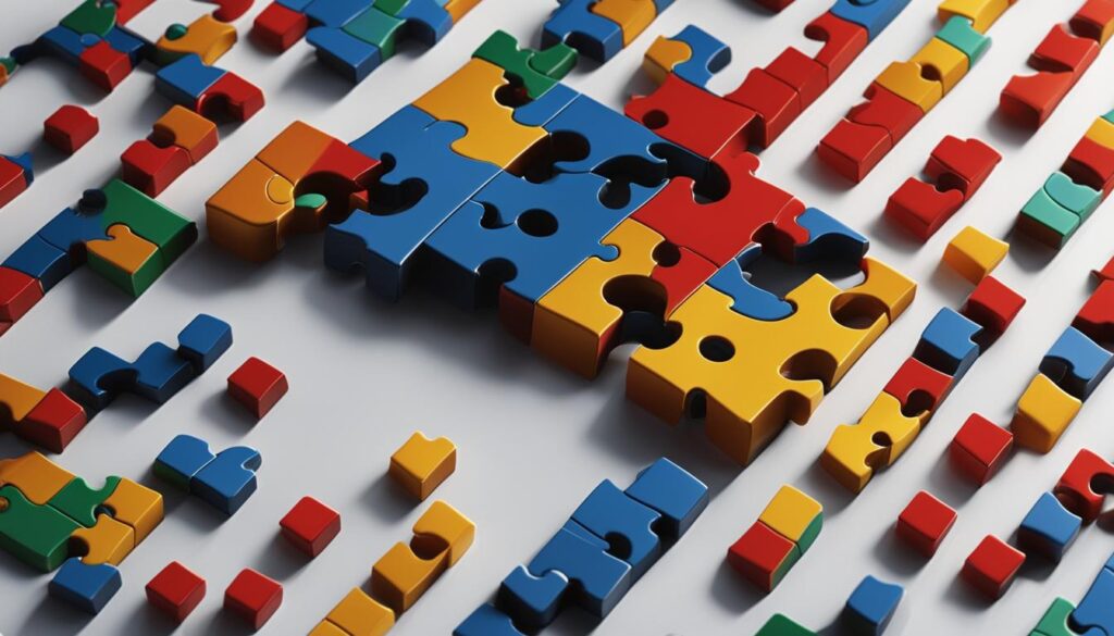 Colourful puzzles on a table.