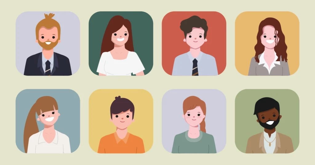 eight profile avatars that represent marketing personas